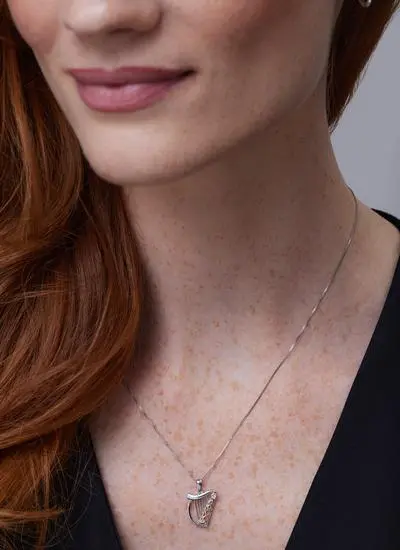 Close up of red haired model wearing Sterling Silver 